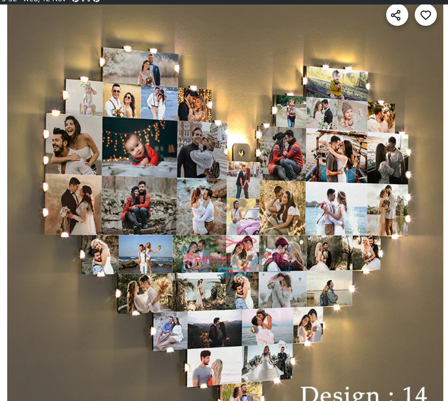 Heart Shape LED Photo Collage Frame