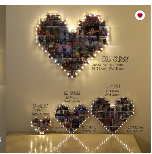 Heart Shape LED Photo Collage Frame